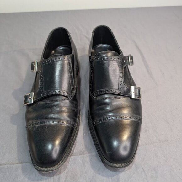 Alfred for O'Connors Black Leather Double Monk Strap Dress Shoes Men Size 8.5 - Picture 5 of 13